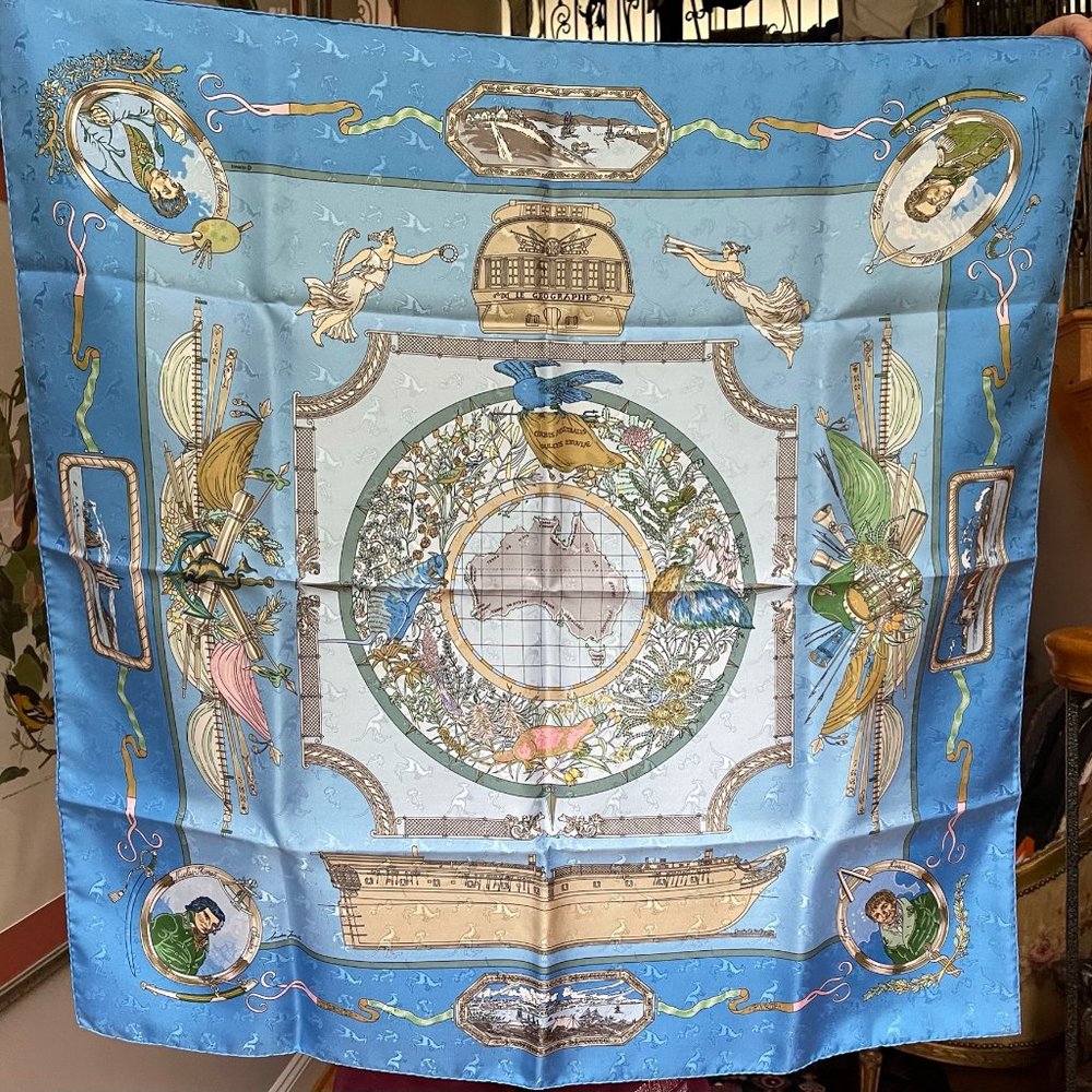 Hermes jaquard silk scarf, Le Geographe